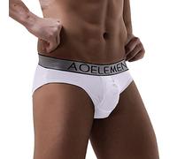Slip pour homme taille mi-haute classique mi-haute pour homme - Boxer sexy avec poche, blanc, XXXXL
