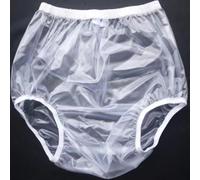 Slip Pour Incontinence pour Adultes Slip Taille Haute En PVC Transparent Réutilisables Et Lavables En Plastique À Clipser Culotte Anti-Fuite pour Hommes Femmes,S,1 Pcs