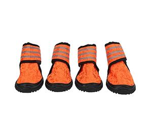 Slip - Preventive Dog Shoes 4 Pack | Breathable Mesh & Reflective Straps for Security | Adjustable Pet Booties for Small/Medium/Large Dogs | Easy on Zipper Design (50 Yards)