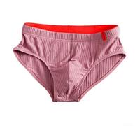 Slip rayé en coton pour homme avec poche convexe en U pour un confort quotidien (2XL, rouge)