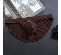 Slip respirant taille basse U-convexe en polyamide doux couleur unie pour sports actifs ajustement confortable M (L café)
