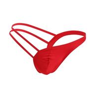 Slip rouge tendance pour homme avec dentelle colorée triangle, poche amusante, hanches saillantes, confortable, drôle, pantoufles de bain pour homme (rouge, taille unique)