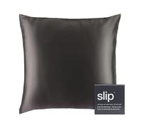 Slip Silk Zippered Euro Pillowcase - 100% Pure Mulberry Silk, Charcoal Color, Ultra-Soft & Breathable, Anti-Aging, Hair & Skin-Friendly, Luxurious Satin Finish, 65x65cm, Machine Washable