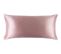 SLIP Taie d'oreiller en 100 % soie de mûrier 22 mommes, 40 x 80 cm, motif pétal, avec fermeture éclair, respirante, idéale pour les personnes allergiques, rose