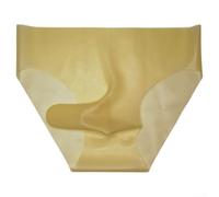 Slip taille basse en latex pour homme, construction sans couture avec nez d'éléphant, sous-vêtement en caoutchouc ajusté (M, beige)
