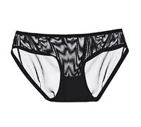 Slip Taille Basse en Maille Transparente pour Femme Culotte sans Couture Mignonne pour Femme Apprendre A Coudre Sa Lingerie Et Maillots De Bain (#3-Black, L)