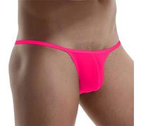 Slip taille basse en nylon pour homme avec système de soutien de poche bikini texture soie glacée pour un confort constant (L rose rouge)