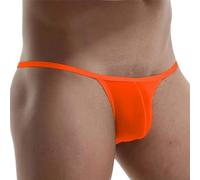 Slip taille basse en nylon pour homme avec système de soutien de poche bikini texture soie glacée pour un confort constant (M orange)