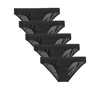 Slip Taille Basse en Soie Ice pour Hommes Culotte De Bikini Respirante Transparente Et Sexy sous-VêTements Skinny Transparents De Couleur Unie (Le Noir-5PC,M)