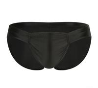 Slip taille basse pour homme, brillant en nylon Spandex respirant avec design lisse et solide pour un port quotidien confortable, disponible en tailles M à 2XL (L noir)