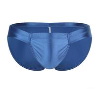 Slip taille basse pour homme - En nylon brillant brillant - Respirant - Design lisse et solide pour un port quotidien confortable - Disponible en tailles M à 2XL (L bleu)