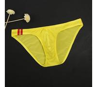 Slip taille basse respirant sans couture pour homme pour un usage quotidien (M jaune)