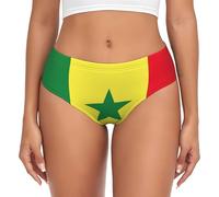 Slip taille haute pour femme avec imprimé drapeau du Sénégal, sous-vêtement évacuant l'humidité, sous-vêtement bikini, Noir , L
