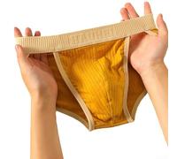 Slip taille moyenne en coton pour homme avec poche respirante, motif à rayures doux, sous-vêtements confortables pour un usage quotidien (L jaune)