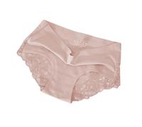 Slip Taille Moyenne en Soie glacée pour Femmes, Dentelle sans Couture, Entrejambe en Coton, Sexy, Respirant, Grande Taille Culotte Shorty Femme Haut Boxer Coton Femme Dim (Pink, L)