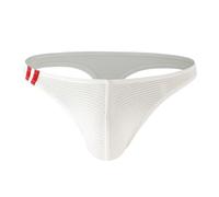 Slip tanga pour homme avec côtés étroits - String classique en tissu côtelé pour homme - Caleçon minimaliste pour une coupe ajustée, Style_w06 Blanc, L