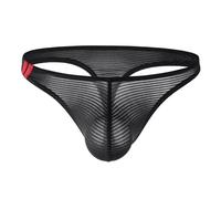 Slip tanga pour homme avec côtés étroits - String classique en tissu côtelé pour homme - Caleçon minimaliste pour une coupe ajustée, Style_w01 Noir, XXL