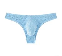 Slip texturé taille basse pour homme avec côté étroit, culotte extensible à moitié couverte pour un usage quotidien, motif uni classique (3XL, bleu)