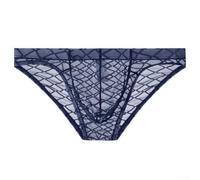 Slip transparent à motif diamant pour homme avec taille basse et taille légèrement élastique (saphir M)