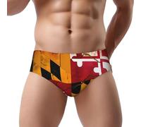 Slip triangle pour homme - Confortable et doux - Extensible - En bois - Imprimé drapeau du Maryland - Coupe classique - Avec pochette de contour, Noir/blanc, 3XL