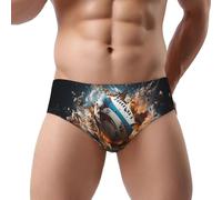 Slip triangle pour homme - Sous-vêtement de rugby sur feu extensible confortable et doux, coupe classique, avec pochette de contour, noir, Large