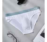 Slip ultra fin en soie glacée sans couture pour homme, séchage rapide, sous-vêtements taille basse (L blanc)