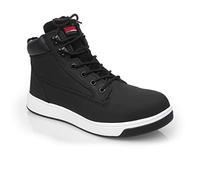 Slipbuster Chaussures de sécurité antidérapantes avec embout en acier, Noir, Taille : UK 4/EU 37, Classement S1 SRC, Cuir Nubuck, Chaussures de cuisine, Chaussures de sécurité, BB422-37