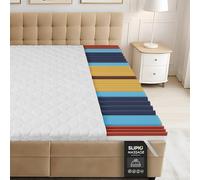 SLIPIO Surmatelas 140x190 cm | Hauteur 6 cm épais Topper de Matelas| Profil 5 Zones Massage Ergo+ Adaptation optimale du Corps | Housse Respirante & Lavable en Machine | Hypoallergénique Matelassé