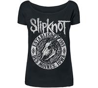 Slipknot Flaming Goat Femme T-Shirt Manches Courtes Noir M, 100% Coton, Large