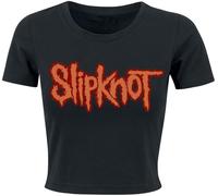 Slipknot Orange Logo Femme T-Shirt Manches Courtes Noir