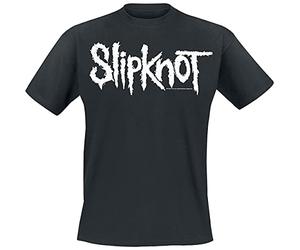 Slipknot White Logo Homme T-Shirt Manches Courtes Noir L, 100% Coton, Regular/Coupe Standard