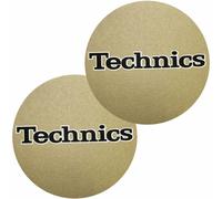 Slipmats Technics Logo Noir Avec Blanc Bord Sur Or Contexte 2 Pièce