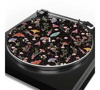 Slipmatt Disque en feutre pour tourne-disque Crosley en velours noir motif champignon papillon antistatique plat pour tourne-disque