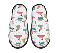Slippers Chiens Dogues Allemands Faisant Du Yoga (Drôles) Chaud Pantoufles De Voyage Unisexe Chaussons Pour Spa Invité Chambre L