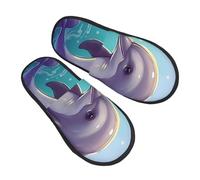 Slippers Dauphin, Un Adorable Animal Marin. Portative Pantoufles En Feutre Unisexe Chaussons Pour Femmes Spa Chambre M