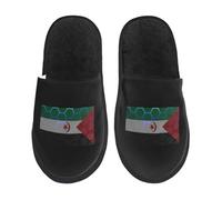 Slippers Drapeau De La République Démocratique Sahraouie Avec Semelle Caoutchouc Chaussons Maison Confortable Pantoufles En Coton Pour D'Intérieur Unisex Hôtels M