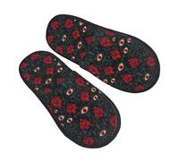 Slippers Fleur De Sang Aux Yeux Rouges Chaussures De Maison | Fuzzy pantoufles chauds Pantoufles En Peluche doux Pour chambre à coucher Hôtels Fête