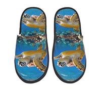 Slippers Les Tortues Marines Nagent Lavables Pantoufles D'Hôtel Chaud Chaussons Pour Invité Voyage Hôtel M
