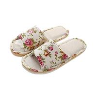 Slippers pour Femmes Automne Winter Femmes Home Slippers Couple Chaussures de Plancher en Lin Légisage Spring Soft Non-Slip Flip Flip Flip Flops Rose6.5 UK