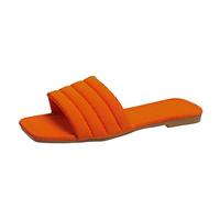 Slippers pour Femmes Femmes à la Maison Sandales durables Plie extérieure Sauvage Plage Non glissée Femmes Plates Plates Pantoufles décontractées Un Mot slippersorange, 9,5 UK