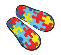 Slippers Sensibilisation À L'Autisme Légers Pantoufles Portative Pantoufles En Coton Pour Unisex Chambre Hiver M
