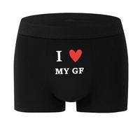 Slips confortables et extensibles pour hommes avec l'impression "J'AIME MA PETITE AMIE", convenant pour le mariage, la déclaration d'amour, l'anniversaire (cadeaux pour le petit ami) L,M,S,XL,XXLGéomé