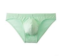 Slips en coton respirant taille basse avec poche convexe en U couleur unie sous-vêtements confortables élastiques pour tous les jours sport vert jaune blanc (XL vert)