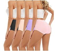 Slips Femme 4 pièces Coton Taille Haute Culotte Gainante Femmes Ventre Confortable Shorties Sport Extensibles sous Vêtements Grandes Tailles Respirant Lifting des Fesses Panties
