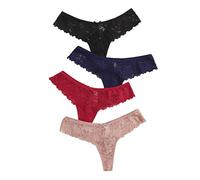 Slips Femmes Sous-vêtements String Tango Lingerie érotique Transparent Sexy Dentelle Culotte Doux Body Confortable Broderie Respirant Saint-Valentin, Noir , L