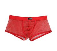 Slips Homme, Underpants Pouch Hommes sous-vêtements imprimés Lettre Briefs Bulge Sexy Shorts sous-vêtements pour Hommes (Red, XXL)