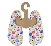 Slipstop Enfants Chaussures de Plage antidérapantes Chaussures de Sport Chaussures de Natation Piscine Vacances Yoga Unisexe, Blanc avec des crabes Amusants, T. 27-29