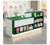 Slish Bureau de réception L SD avec lumières LED, plateau de clavier et œillets de câble, compteur de câbles moderne avec angles verrouillables, 160 x 61 x 99,1 cm