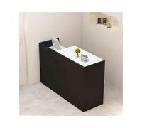 Slish Bureau de réception noir et blanc avec compteur Der Chut verrouillable pour les magasins de vêtements pour femmes et les beaux salons - Table de comptoir avant droite de 90 cm