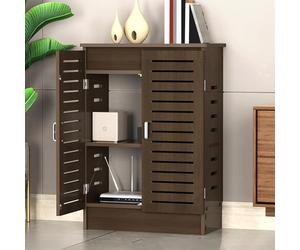 Slish Cache-radiateur moderne pour la maison, cache-routeur, étagère au sol réglable pour bureau et maison (marron, 78,7 x 78,7 x 30,5 cm) - Design peu encombrant